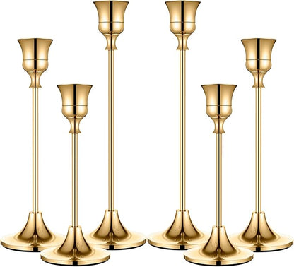 Candle Holder Gold Candlestick Holder Metal Taper Candle Holder Brass Gold Vintage Candle Stick Holders Set of 6 Table Centerpiece Decor for Dinning Party Wedding