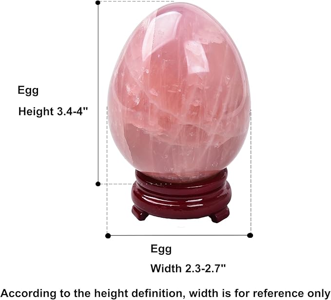 AMOYSTONE Natural Rose Quartz Egg Healing Crystal Ball Irregular Large Easter Egg 3.5-4", Home Decoration Healing Reiki