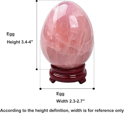 AMOYSTONE Natural Rose Quartz Egg Healing Crystal Ball Irregular Large Easter Egg 3.5-4", Home Decoration Healing Reiki