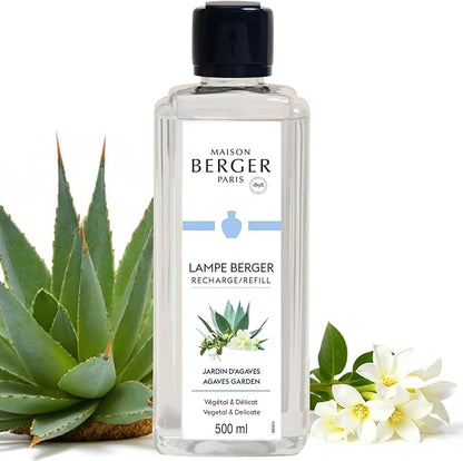 MAISON BERGER Agaves Garden Lampe Berger Refill, 500 ml (16.9 fl oz), Odor-Neutralizing Home Fragrance Oil Lamps, Lemon, Coffee, Blue Agave, Violet, White Freesia, Made in France