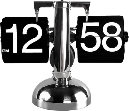 Tyenaza Flip Desk Clock, Digital Flip Down Clock, Retro Minimalist Single Foot Mechanical Auto Flip Clock Desk Clock for Home Livingroom(Black)