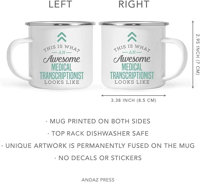 Andaz Press 11oz. Stainless Steel Campfire Coffee Mug Gift, This is What an Awesome Medical Transcriptionist Looks Like, 1-Pack, Birthday Gift Ideas Coworker Him Her, Includes Gift Box