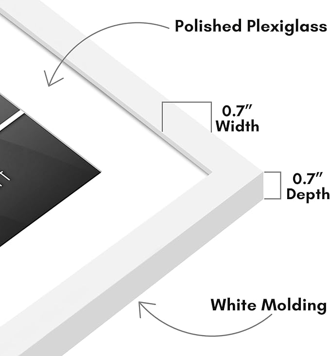 Americanflat 20x24 Picture Frame with Polished Plexiglass - Use as 16x20 Frame with Mat or Display 20x24 Photo Without Mat - Streamline Collection - Thin Border Picture Frames for Wall - White