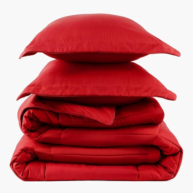 PeachSkinSheets Night Sweats: The Original 1500TC Soft Super Full/XL Full Oversized Comforter Set Red Velvet