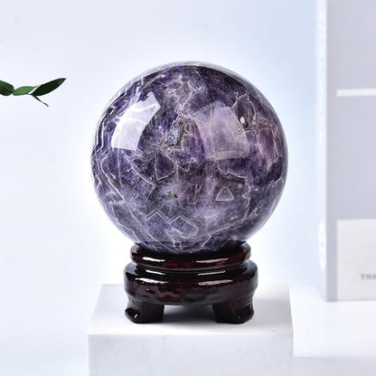 Dream Amethyst Crystal Ball with Stand Large Healing Crystals Sphere for Meditation, Divination, Witchcraft 90-100mm/3.5-3.9"