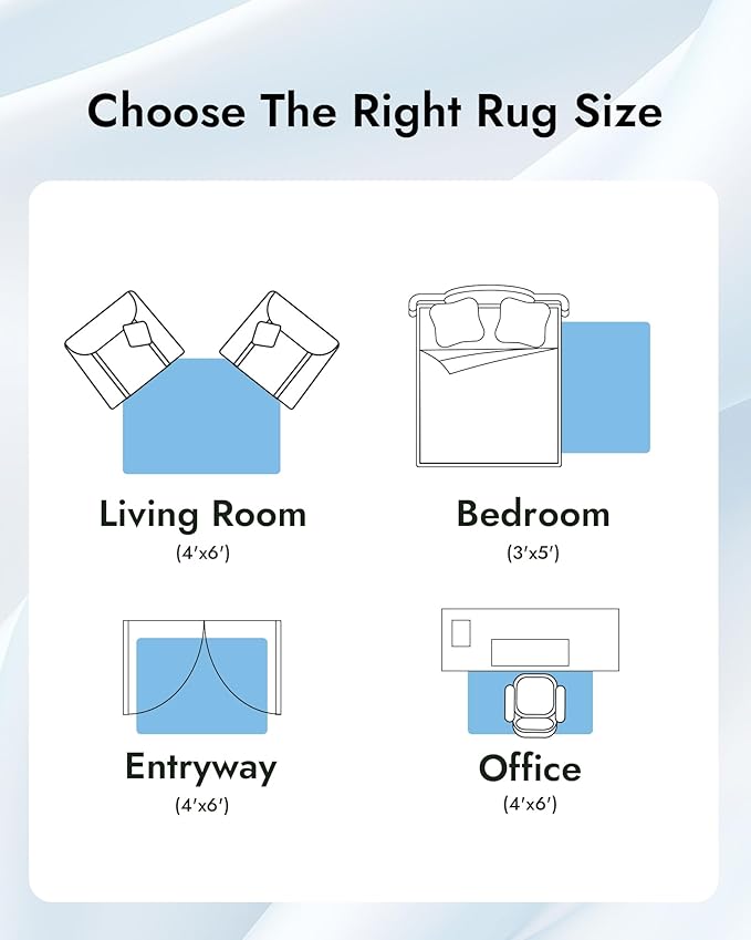 Modern Abstract Washable Area Rugs - 3x5 Contemporary Soft Mat Stain Resistant Non Slip Low Pile Indoor Throw Rug for Bedroom Kitchen Office Chair Desk - Grey/Blue