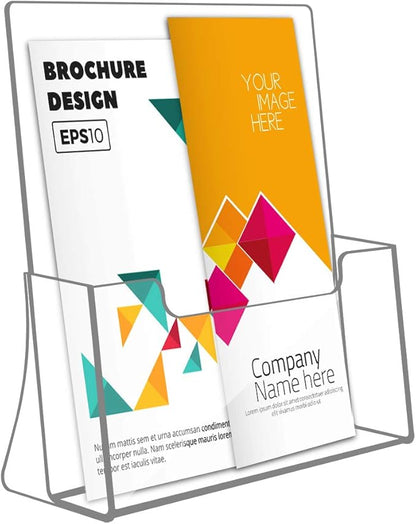 NIUBEE 6 Pack Acrylic Brochure Holder 8.5 x 11 inches, Clear Acrylic Literature Holder Plastic Flyer Display Stand, Acrylic Countertop Organizer for Magazine, Pamphlet, Booklets, Menu, Journals