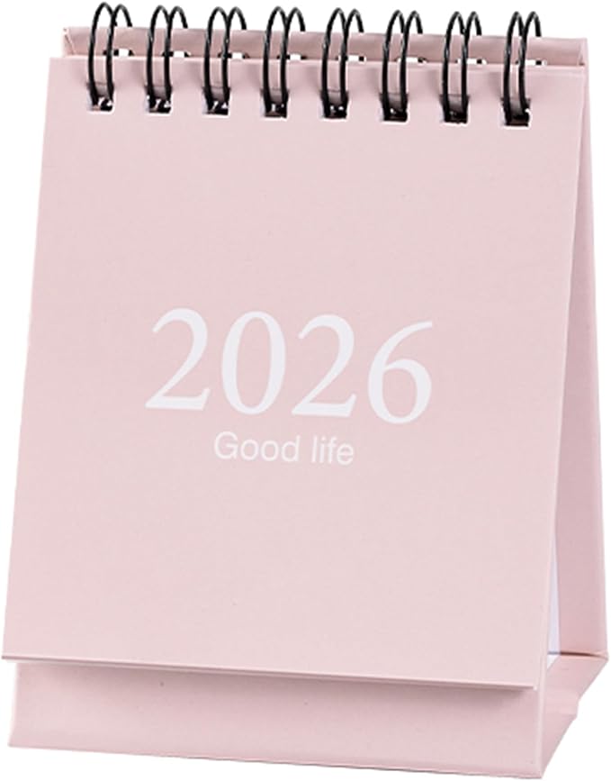 2026 Mini Desk Calendar Monthly Wirebound Simple Style Desktop Calendar 3.9" x 3" - Pink (Jan. 2026 to Jul. 2027)