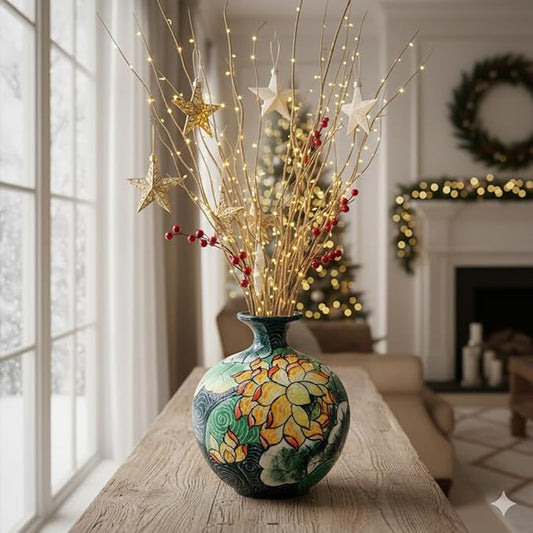 Handmade Mosaic Ceramic Vase – Lotus Design – 25 cm (9.8 in) – Home Décor – Heritage T&T Mosaic Collection – Bat Trang Vietnam