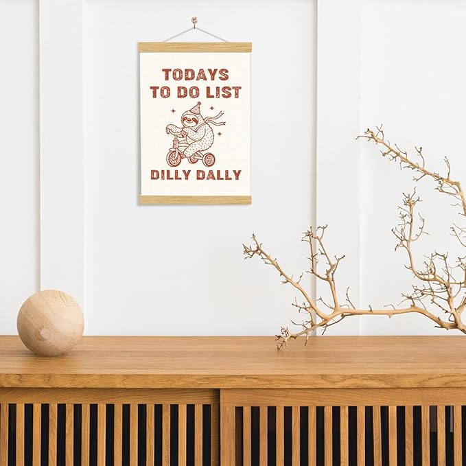 YGSDZY Cute Sloth Canvas Poster, Today to Do List Dilly Dally Poster, Mental Health Posters, Positive Mindset Wall Decor, Funny Cute Home Office Decor, Living Room Decors, 11.8 * 15.7