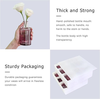 12pcs Glass Bud Vase Set, Small Purple Flower Vases for Centerpieces in Bulk, Mini Vintage Vase for Wedding, Home,Table Decoration