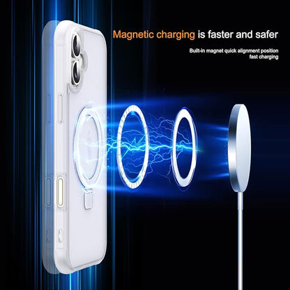Compatible with iPhone 16 Case with Invisible Magnetic O-Ring Stand Military-Grade Phone Case for iPhone 16 6.1" [Compatible with Mag-Safe][Great Grip Feeling],Translucent