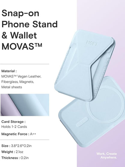 MOFT Magnetic Wallet Stand Compatible with iPhone 17/16/15/14/13/12 Series, Angle Adjustment & Magsafe Compatible MOVAS Phone Stand,Soothing Mist