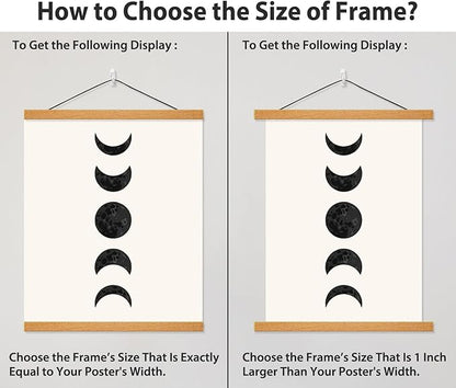 Magnetic Poster Hanger Frame for 17x24 17x22 17x21 Movie Music Posters Wall Art,Teak Wood Picture Frames for Large Canvas Diamond Map Decor, Living Room Calendar Banner Tapestry Photo Hanging Stand