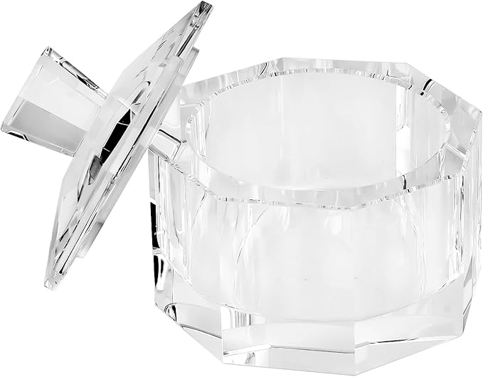 Crystal Candy Dish with Lid Hand-Cut Home Decorative Jewelry Box/Jar W 5" x H 5" with Multi-faceted, Comes With Gift Box