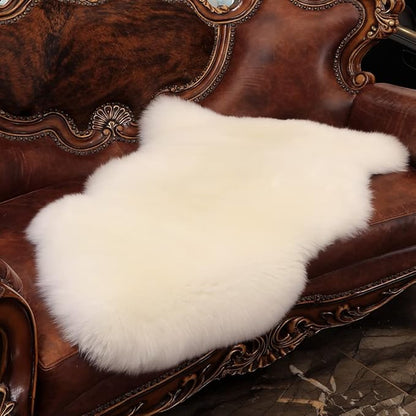 Premium Genuine Fur Sheepskin Rug Real Australia Sheepskin Natural Luxury Fluffy Lambskin Fur Area Rug Seat Covers for Kids Bedroom Sofa Chair Cover (Light Brown, Single Pelt/2ft x 3ft)