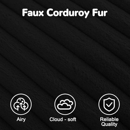 MeMoreCool Stuffed Round Pouf Ottoman Foot Rest, Soft Plush Floor Pouf Foot Stool, Corduray Footstool Footrest, Small Round Ottoman for Living Room Couch Sofa Chair, 20x15 Inch Black