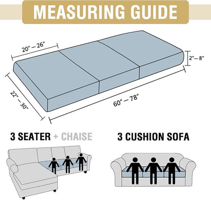 H.VERSAILTEX Individual Couch Cushion Covers Stretch Couch Covers for 3 Cushion Couch Sofa Soft Suede Sofa Seat Covers Washable(3 Piece Sofa Cover,Mocha)