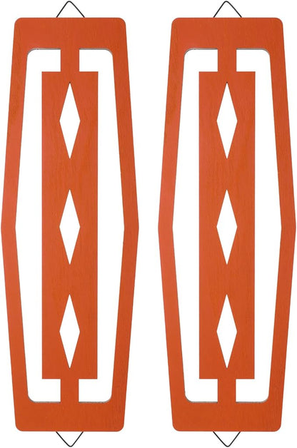 CroBlissful 2 Pcs Modern Mid Century Wall Art Wood Mid Century Elegance Decor Accents Abstract Wall Sculpture Geometric Panels for Interior Panel Art for Home Living Room(Orange)