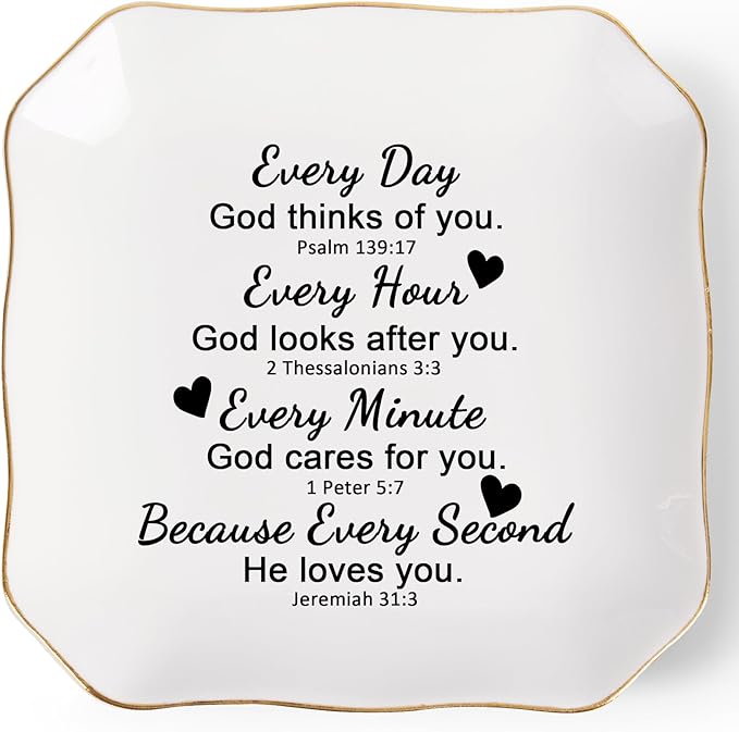 Christian Gifts for Women Jewelry Dish, Inspirational Religious Spiritual Gifts for Women Birthday Christmas Mothers Day Faith Baptism Bible Gift
