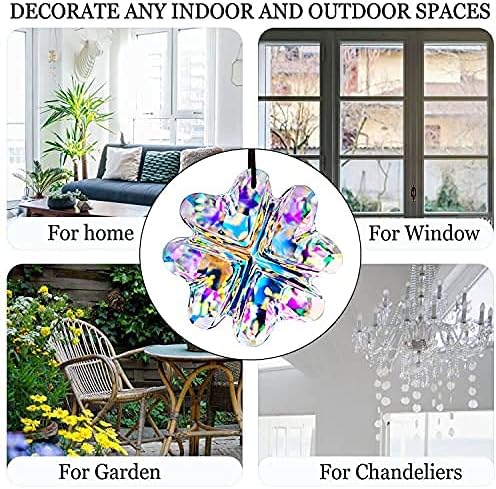 H&D HYALINE & DORA 45mm Hanging Crystal Four Leaf Clover Chandelier Prism Pendant Suncatcher for Window, Fengshui Hanging Ornament, Rainbow Maker