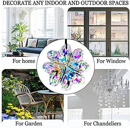 H&D HYALINE & DORA 45mm Hanging Crystal Four Leaf Clover Chandelier Prism Pendant Suncatcher for Window, Fengshui Hanging Ornament, Rainbow Maker
