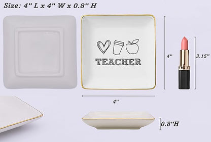 NZY Teacher Stuff-Teacher Jewelry Tray-Ring Dish Gift for Teacher,Thank You Gifts for Teacher-End of the Year,Teacher Day Month Gifts-Christmas Gifts for Teacher-Ceramic Trinket Holder for Teacher