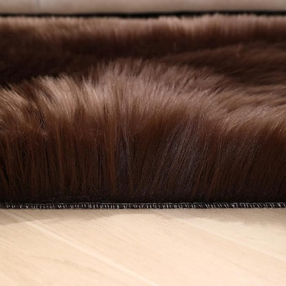 Faux Fur Small Rug 2 x 3 ft Coffee Shaggy Sheepskin Machine Washable Fuzzy Area Rug Super Soft Fluffy Plush Carpet for Bedroom Living Room Floor Nursery Kids Room Bedside Rug