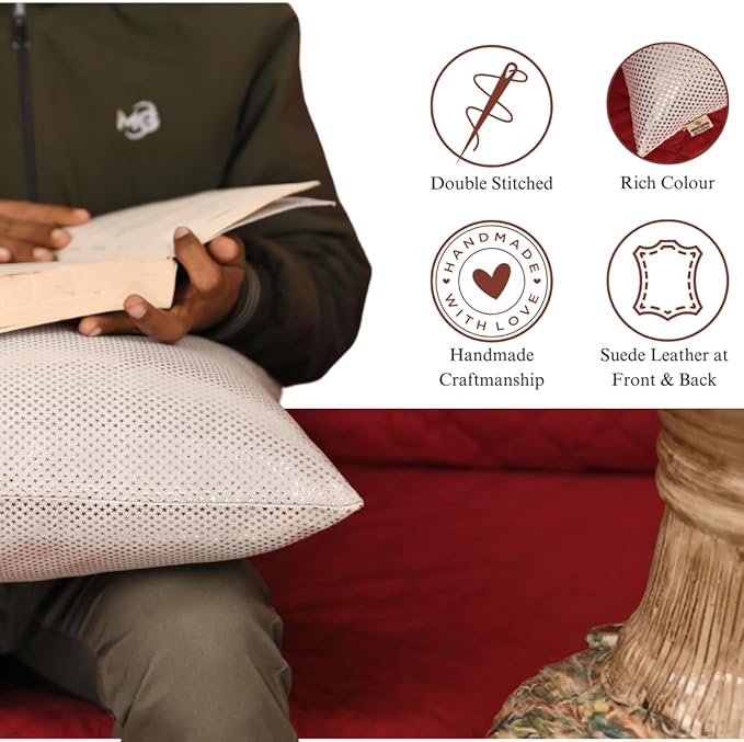 Star Sparkling Suede Leather Pillow Cover, Square Soft Silver Metallic Throw Pillow Covers, Pillow Cases for Home Décor, Sofa, Couch Chair, Car (22x22 Inches, Sparkling White Pack of 1)