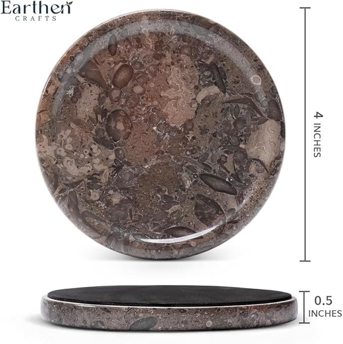 Marble Coasters Set of 4 Round Oceanic Handmade Modern 4" Inches Coasters for Drink, Stylish Drink Coaster for Dining Table