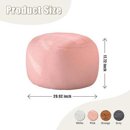 Round Stuffed Pouf Ottoman for Foot Rest, A Round Modern Foam Filled Poufs, Floor Chair for Living Room, Nursery, Dorm,Outdoor, A Soft Modern Foot Stool Perfect to Rest Your Feet (Pink, 29Inch)