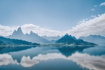 Natural Landscape Mural, Blue Sky and White Clouds Wallpaper for Decorative Wall