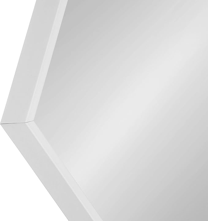 Kate and Laurel Rhodes Modern Hexagon Wall Mirror, White, 31x22-Inches