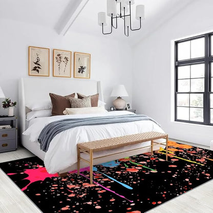 Colorful Paint Splash Rug 5x7 Area Rugs Abstract Graffiti Art Rugs Ultra Soft Washable Carpet with Non Slip Backing for Living Room Bedroom Gameroom Study Office Home Decor Mat