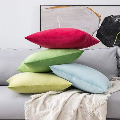 MIULEE Velvet Throw Pillow Covers 18x18 Inch, Pack of 2 - Lime Green, Soft Solid Decorative Pillow Covers Cushion Cases Modern Luxury Home Decor for Spring Couch Sofa Bedroom Livingroom