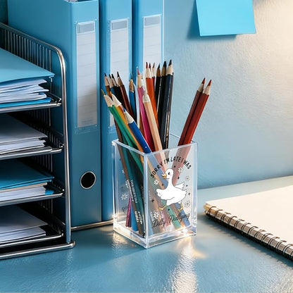 Sorry I'm Late I Was Dilly Dallying Acrylic Makeup Brush Pencil Holder Cup, Funny Silly Goose Pen Holder Cup Gifts for Women Coworker, Cosmetic Organizer for Home Office Desk Accessories