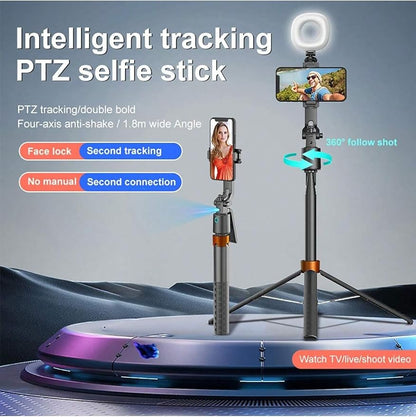 Auto Face Tracking Phone Holder,No App Required,360° Rotation Phone Camera Stand with Remote and Gesture Control, Smart Shooting Stand for Vlog/TIK Tok Live Streaming YouTube Video Record w/Fill Light