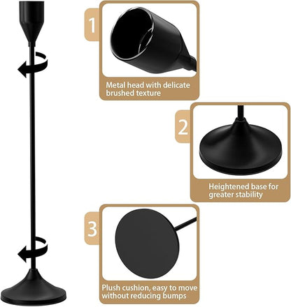Brass Black Metal Taper Candle Holder, Vintage Candlestick Holders, Candle Sticks Holder Decor for Wedding Wedding, Dinning, Party, Fits 3/4 inch Thick Candle&Led Candles (Set of 6 Pcs)