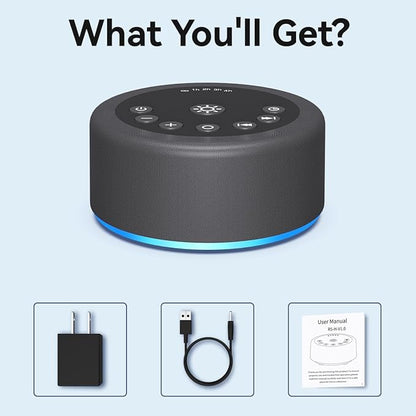 Sleep Sound Machine White Noise Machine with 30 Non Looping Sounds 12 Night light Colors with 5 Timers 36 Adjustable Volume Memory Function Brown Noise Machine for Baby kid Adult & Home Nursery Travel