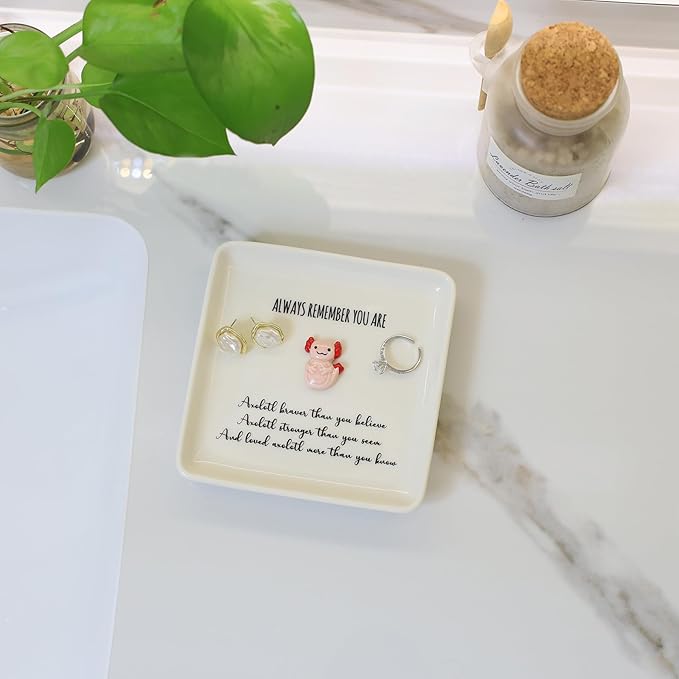 HOME SMILE You Are Brave Than You Think Gifts Ring Dish Jewelry Tray-Inspirationl Gifts for Women Friend DaughtStocking Stuffers for Daughterer Cheer UP Motivational Encouragement