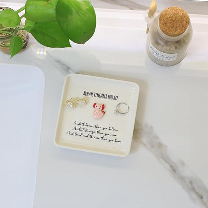 HOME SMILE You Are Brave Than You Think Gifts Ring Dish Jewelry Tray-Inspirationl Gifts for Women Friend DaughtStocking Stuffers for Daughterer Cheer UP Motivational Encouragement