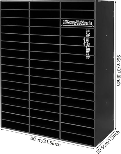 Literature Organizers, 48-Slots Classroom Mailbox Organizer with Adjustable Shelves, 110lbs Load Desktop File Sorter Mail Center, PVC Mail Sorter Paper Storage Cabinet for Classroom, Office(Black)
