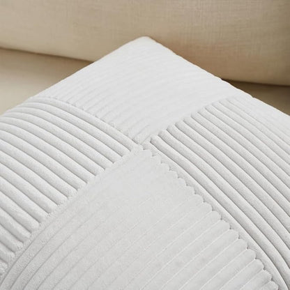 Fancy Homi 2 Packs White Samll Decorative Throw Pillow Covers 14x14 Inch with for Couch Bed Sofa, Rustic Farmhouse Boho Home Decor, Soft Corss Patchwork Corduroy Square Cushion Case 35x35 cm