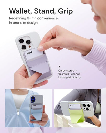 MOFT Magnetic Wallet Stand Compatible with iPhone 17/16/15/14/13/12 Series, Angle Adjustment & Magsafe Compatible MOVAS Phone Stand,Panna Cotta