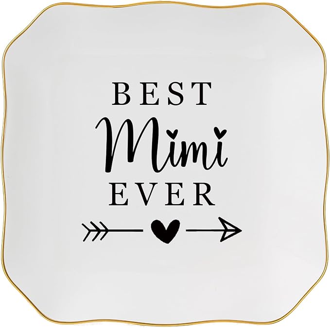Mimi Gifts Jewelry Dish Trinket Tray - Best Mimi Ever - Christmas Valentines Mother's Day Birthday Gifts for Mimi from Grandkids