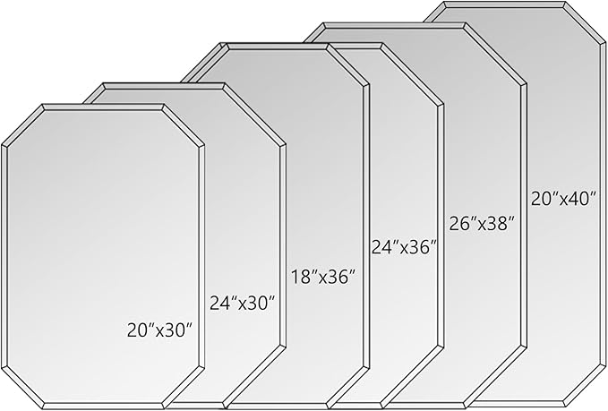 Chende 2 Packs Bathroom Mirror for Wall, 24"x30" Octagon Frameless Mirror with Beveled Edge, Vanity Mirror for Bathroom Living Room Bedroom Vertical or Horizontal