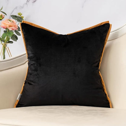 Yangest Black and Gold Square Pillow Cover Cut Velvet Leopard Print Cushion Cover Luxury Modern Pillowcover for Couch Living Room Bedroom,18x18 Inch