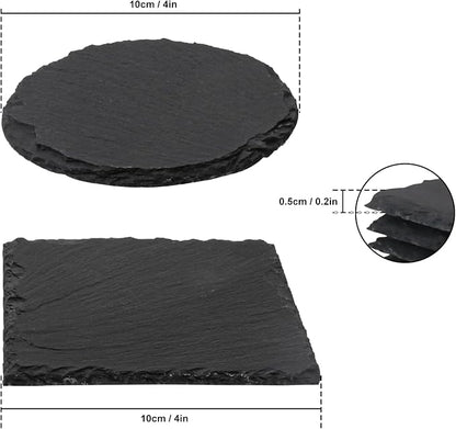 40 Pack 4 Inch Slate Coasters, Black Stone Coasters with Anti-Scratch Bottom, Ideal for Home Decor, Bar, Housewarming Gifts, and Laser Engraving KUKLIPJIM