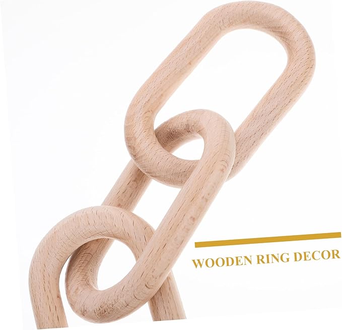 ARTIBETTER Wood Chain Link Decor Rustic Wooden Chain Decoration for Living Room Dining Table and Shelf Minimalist Style Home Decor for Birthdays and Anniversaries Wide Thick
