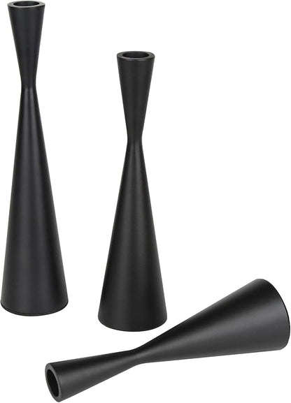 Vixdonos Taper Candlestick Holders Metal Candle Holders Set of 3 Table Decorative Candle Stand for Wedding, Dinning, Party,Home Decor (Matte Black)
